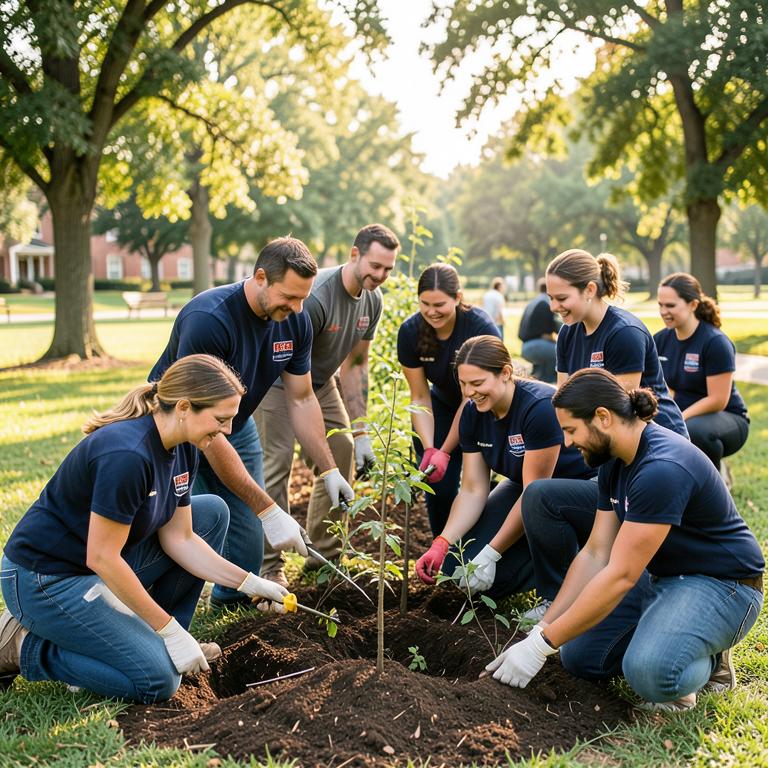 F.T.I.O. colleagues planting trees in a community park